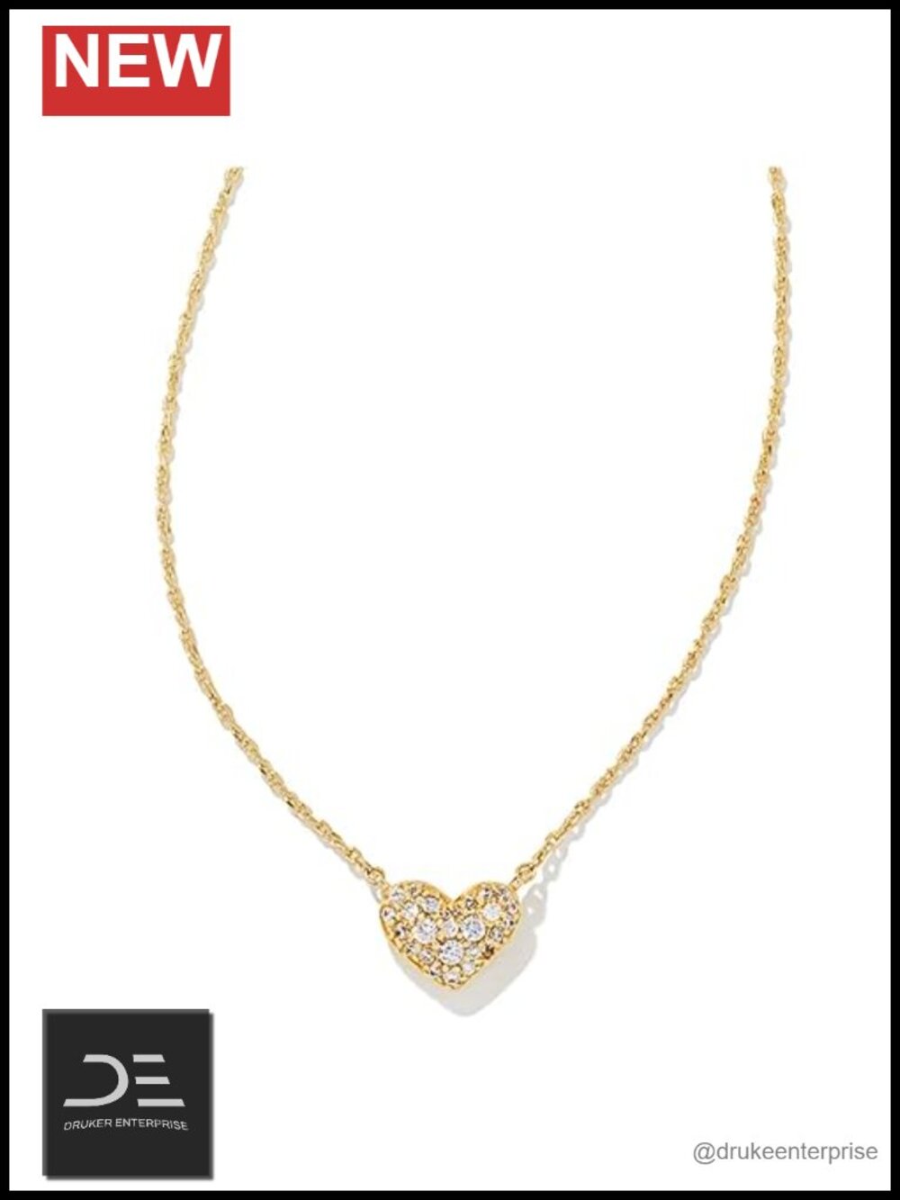 Gold Plated Cubic Zirconia Heart Pendant Necklace 19in Women's Jewelry